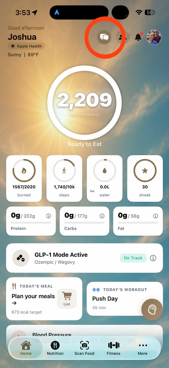 Feedback button location
